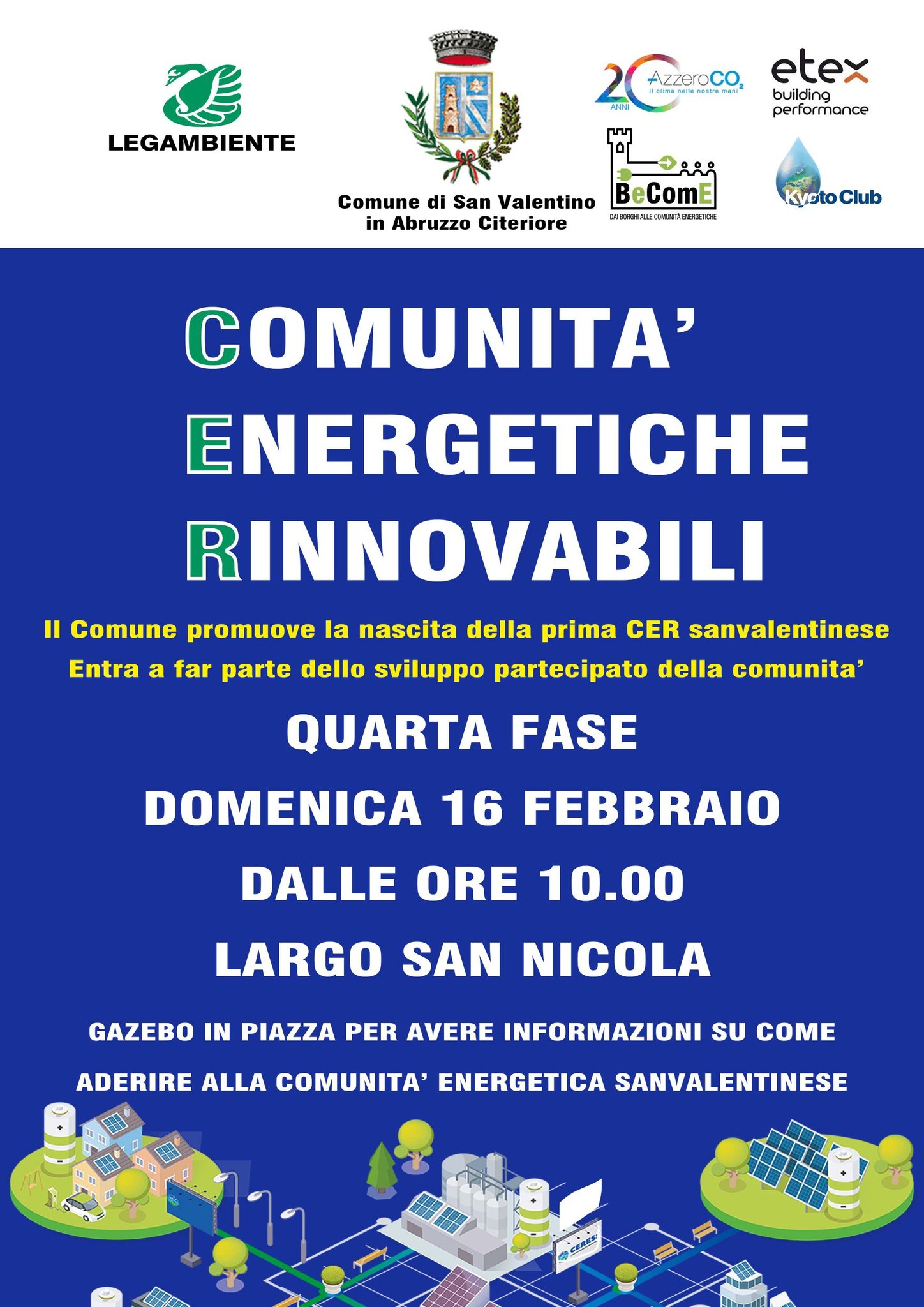 Comunità Energetica sanvalentinese: gazebo in piazza il 16 Febbraio