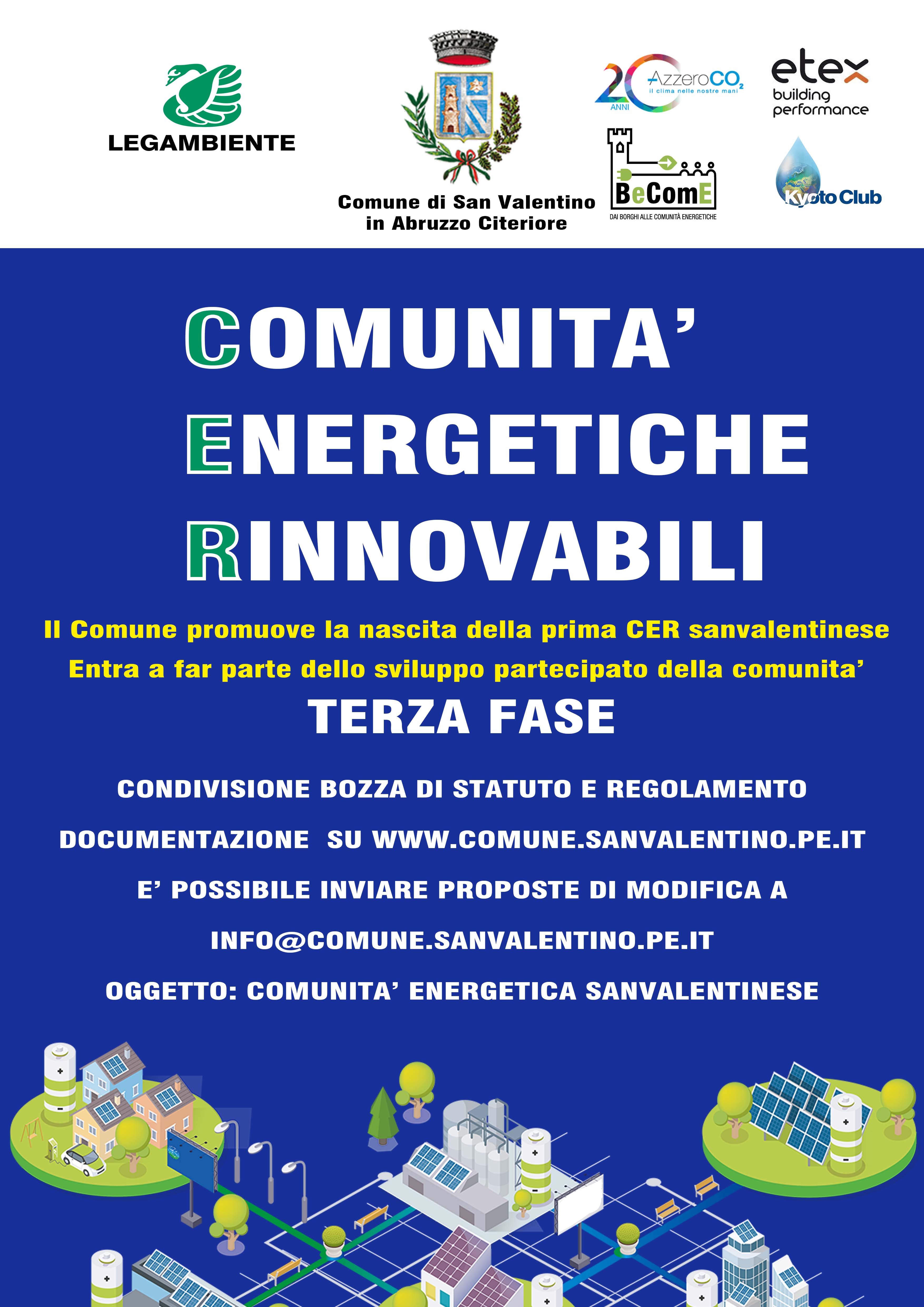 Comunità Energetica: terza fase di condivisione bozza statuto e iscrizioni