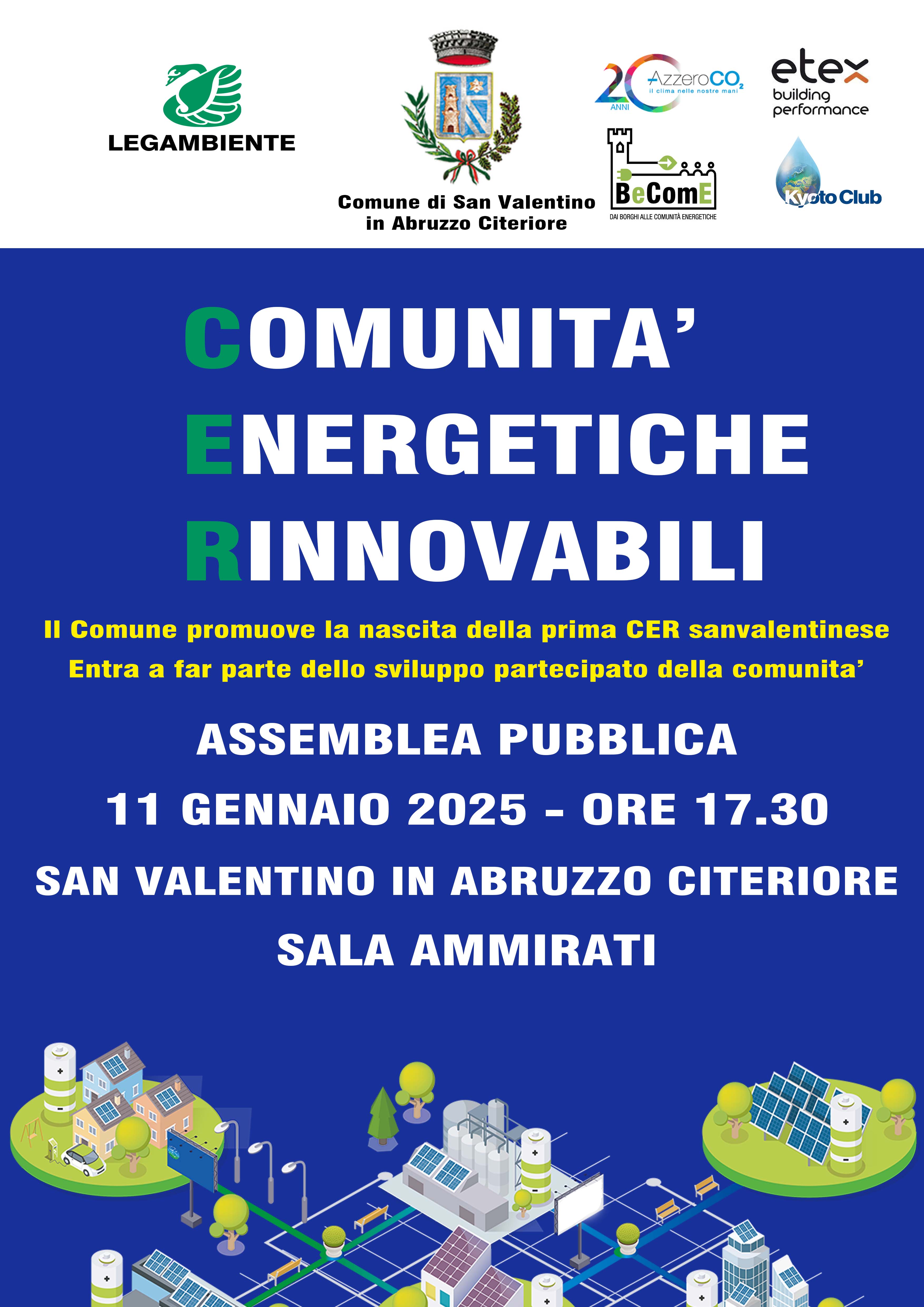 Comunità Energetiche: 11 Gennaio alle 17.30 incontro presso la Sala Ammirati per imprese e cittadini